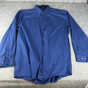 J Ferrar‎ Dress Shirt Mens  Blue Slim Stretch Collared Long Sleeve Size XXL